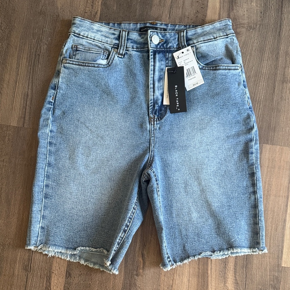 Black Tape Denim Shorts